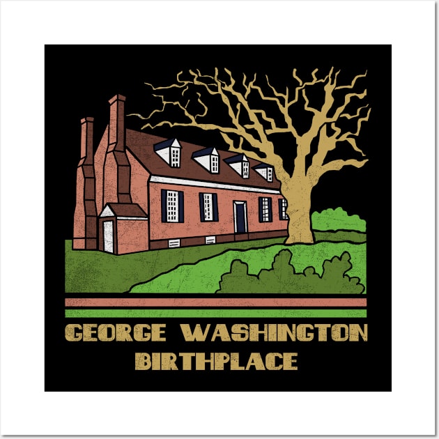 George Washington Birthplace National Monument Nature Lover Vintage Retro Skyline Hiking Outdoor Travel Adventure Wall Art by NickDezArts